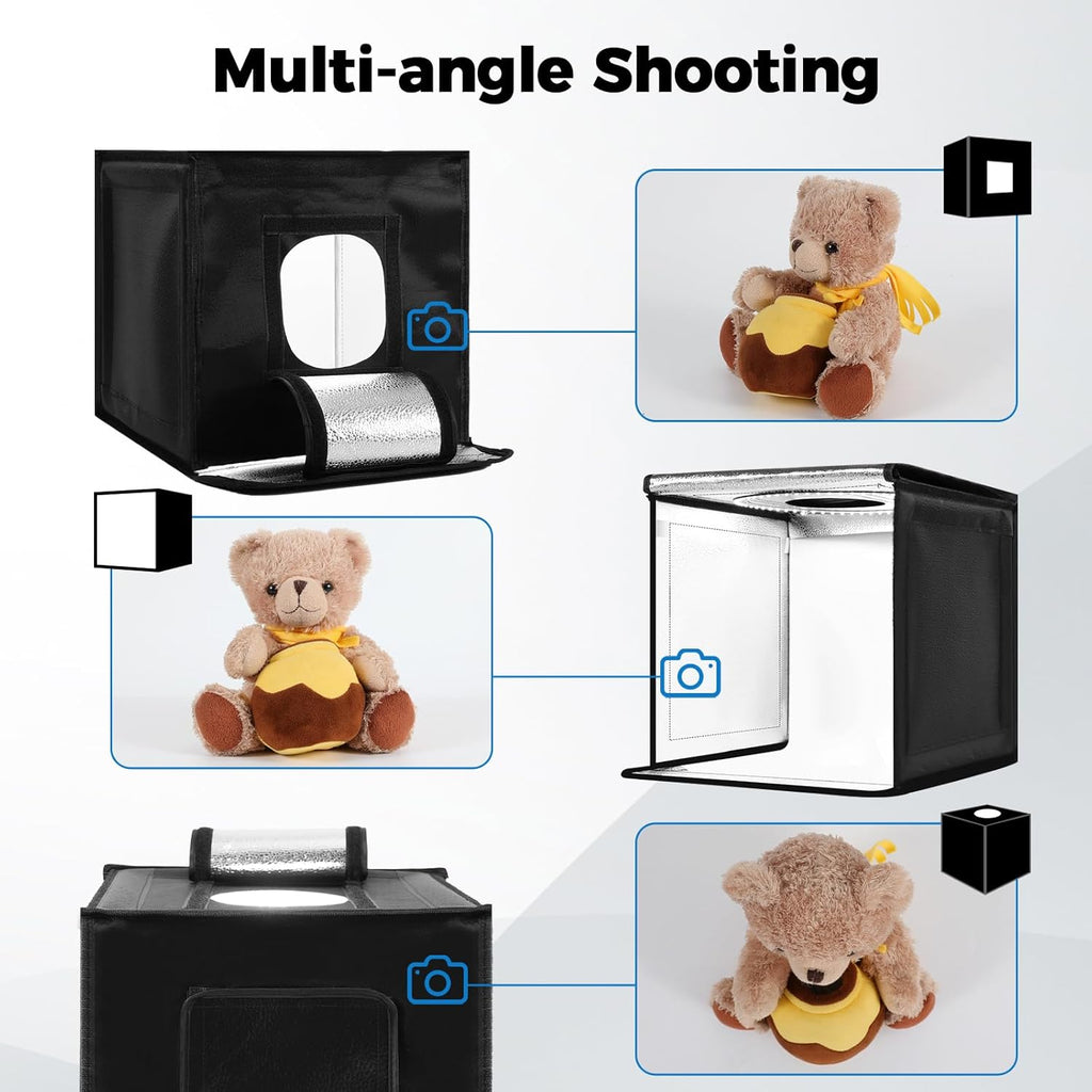 Photo Light Box, 12/16/20/24/32/47 Inch Photography Light Box with CRI>95 120 Light Beads. Dimmable Shooting Tent Kit with White and Warm Light. 6 Backdrops Photo Booth for Studio Products Display
