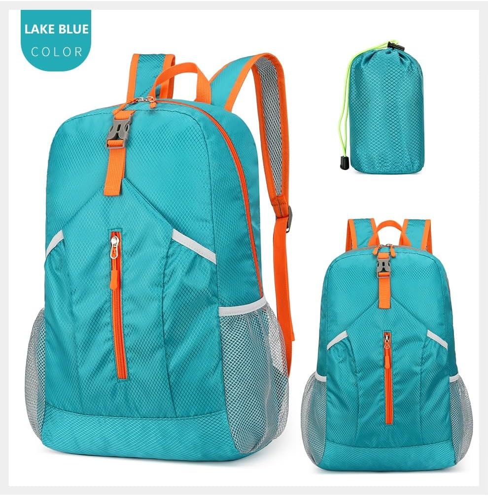 levayhill 25L Foldable Hiking Backpack,Small Packable Daypack Lake Blue