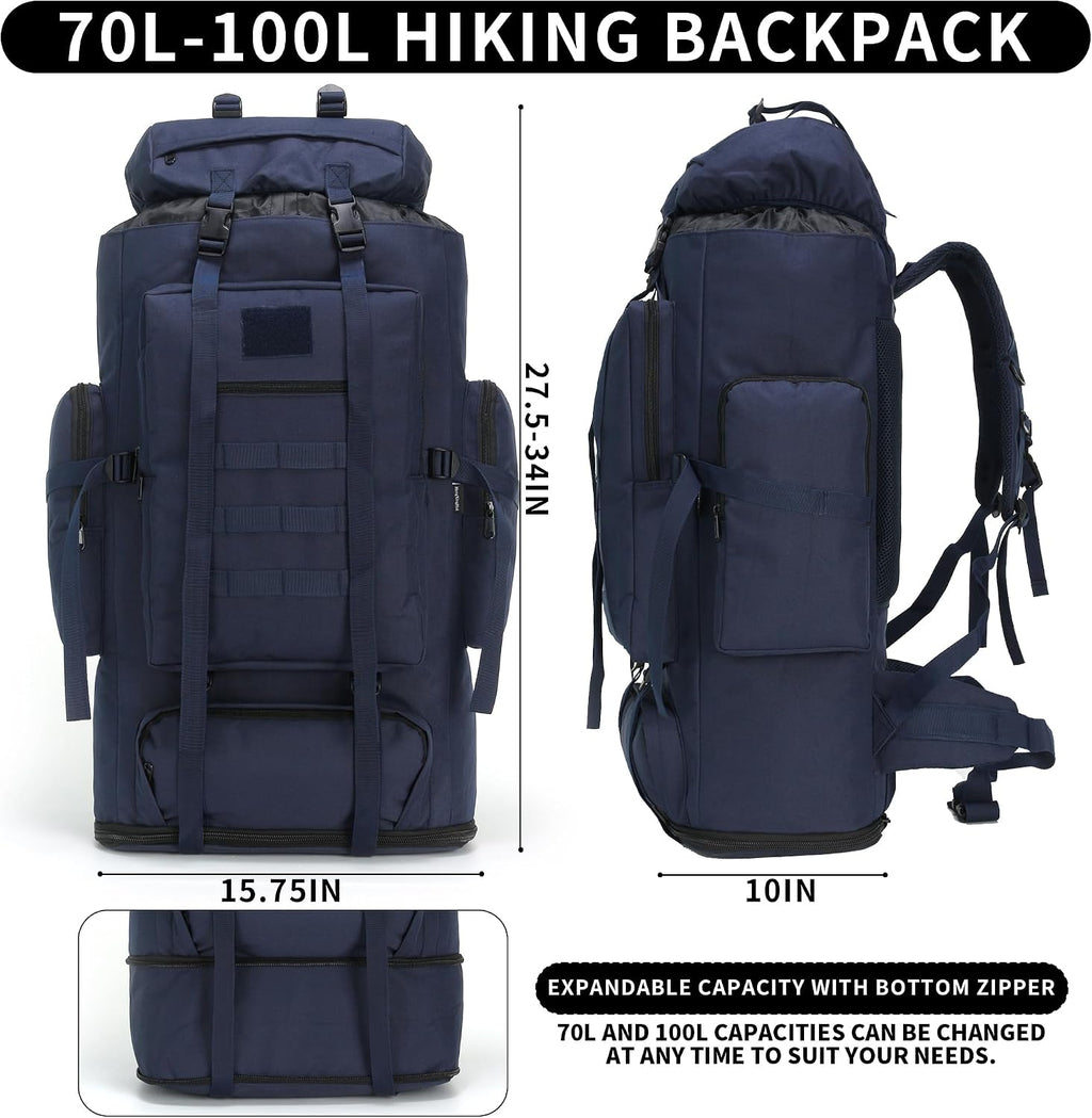 Hiking Backpack for Men 70L/100L Camping Backpack Military Rucksack Molle 3 Days Assault Pack for Climbing