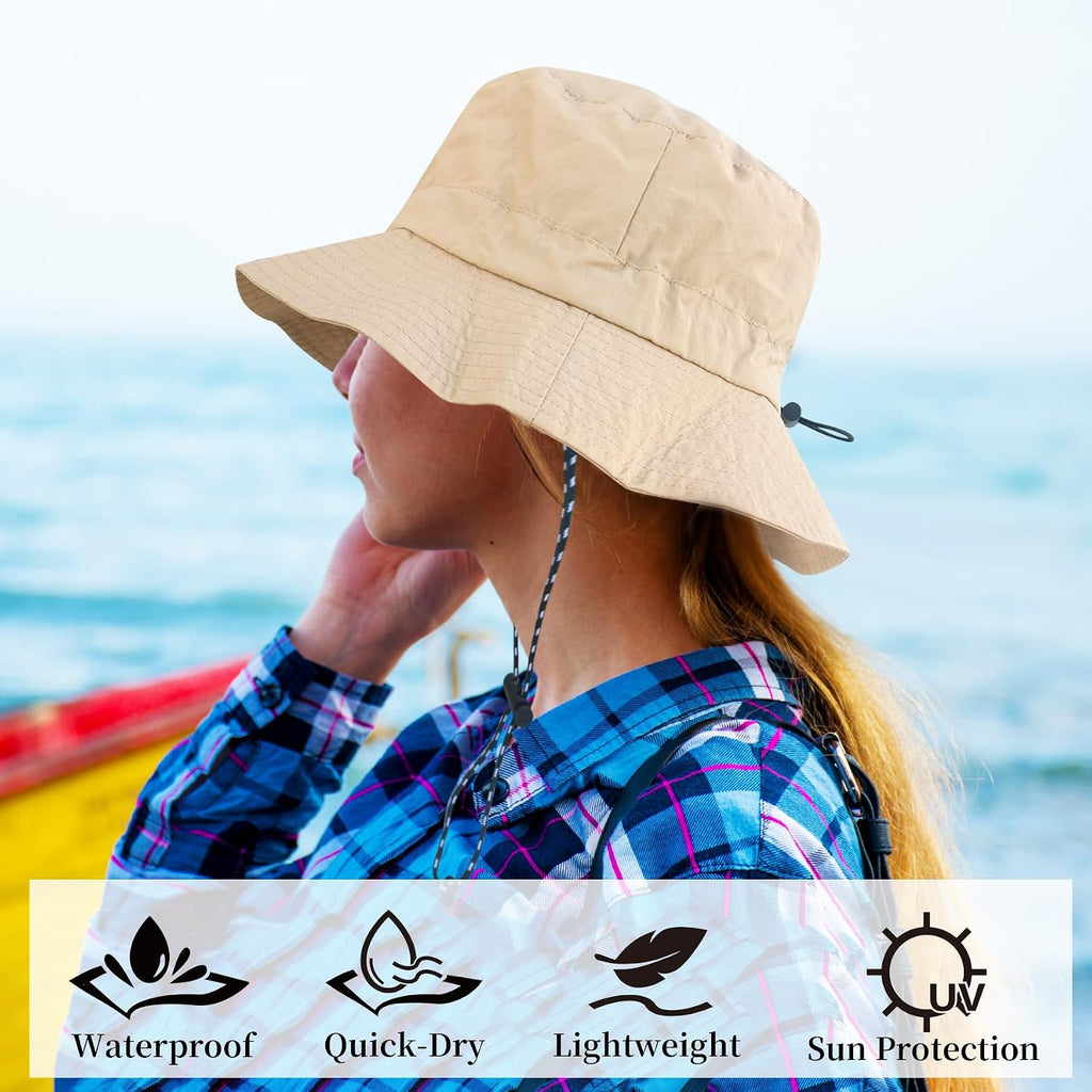 NPJY Packable Sun Bucket Hat for Women Outdoor Waterproof Rain Hat