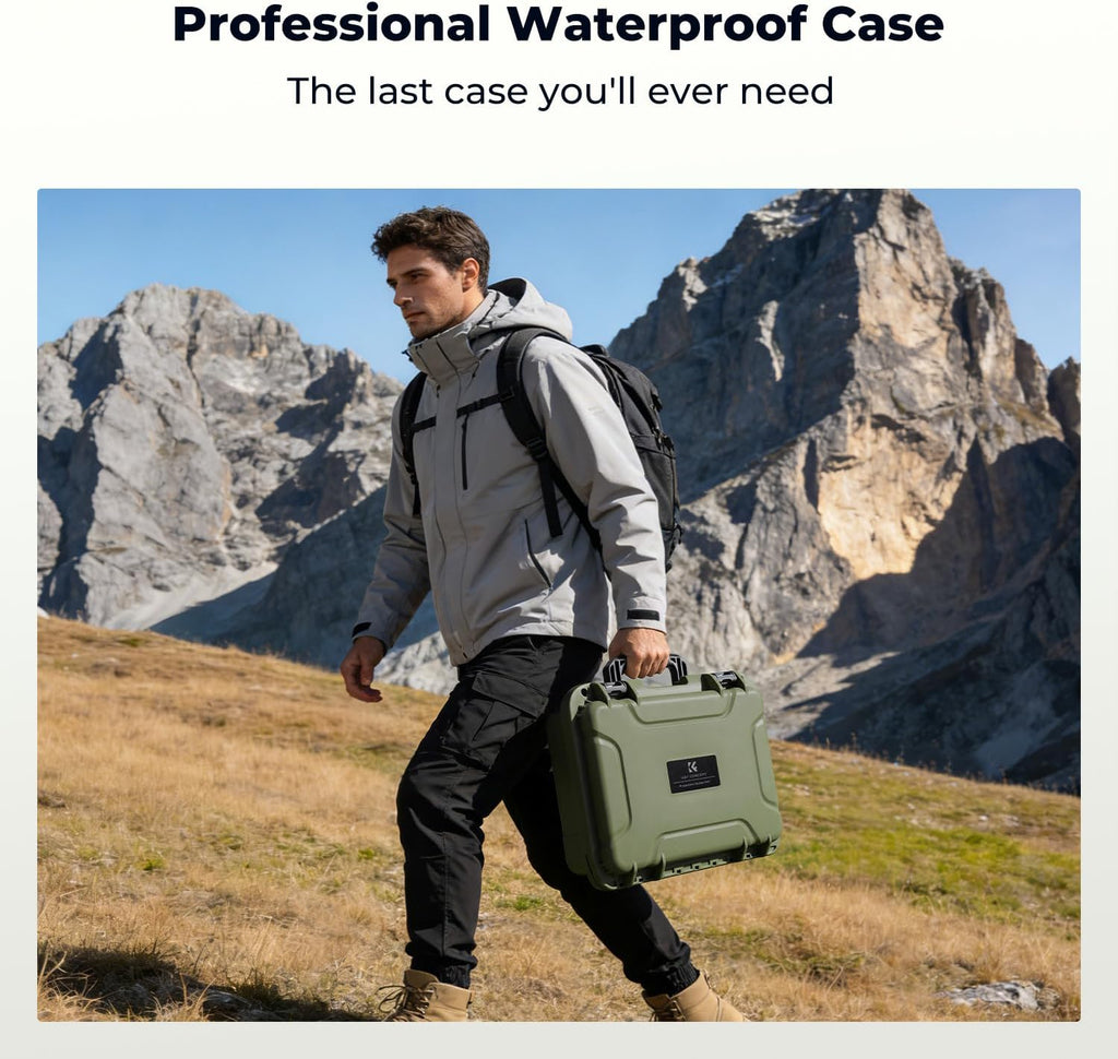 K&F CONCEPT Waterproof Hard Case, IP67 Protective Case with Pre-Scored Foam