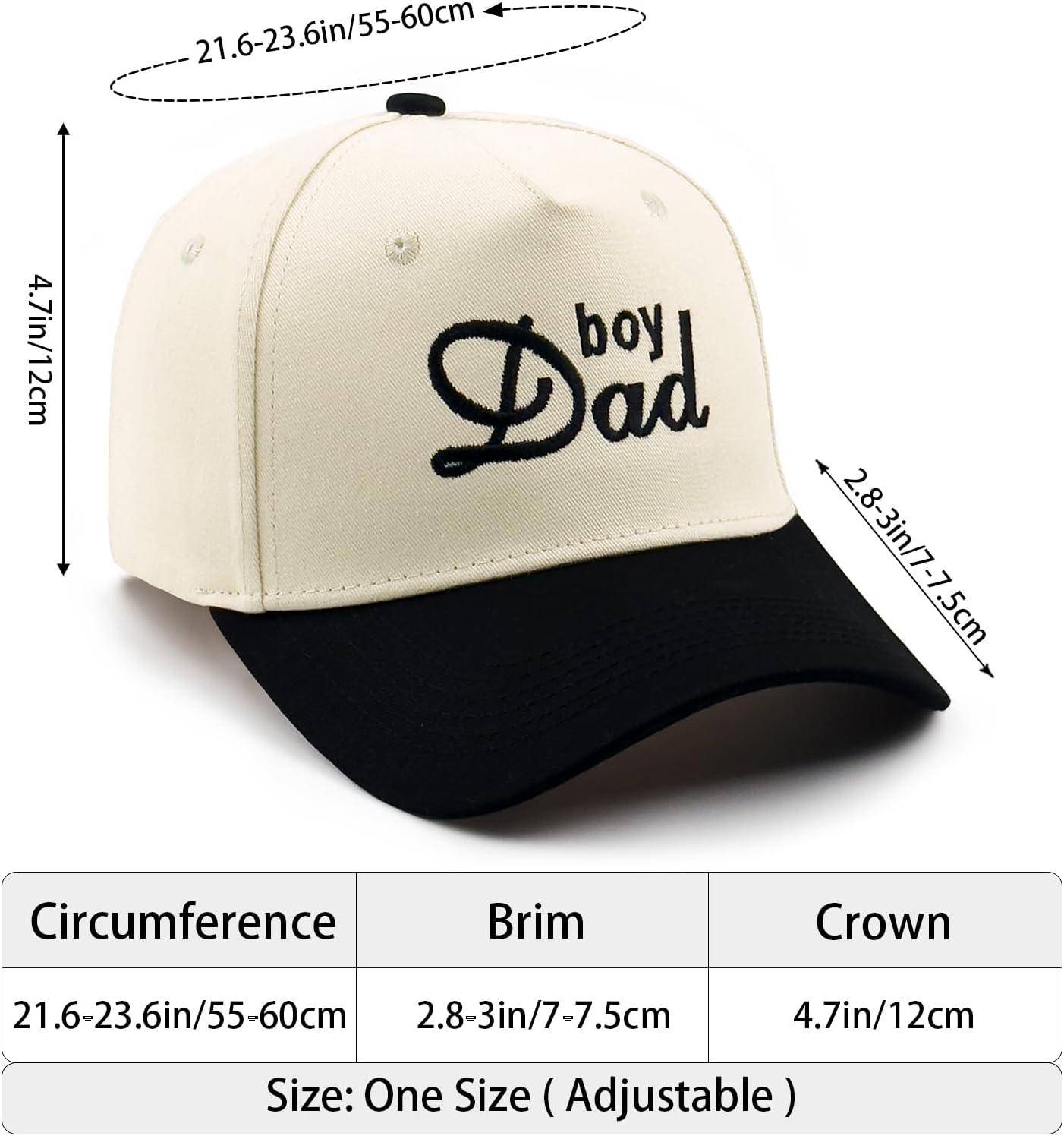Embroidered Boy Girl Dad Mom Two-Tone Baseball Cap, Classic Dad Hat for Men Women His Her, Family Theme Gift Ideas