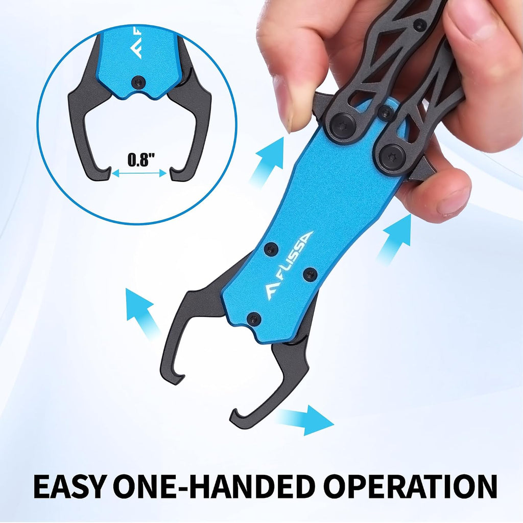 FLISSA Folding Fish Gripper with Lanyard, Portable Fish Grabber