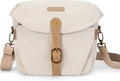 BAGSMART Canvas Crossbody Camera Bag with Rain Cover Women Men, Ivory White