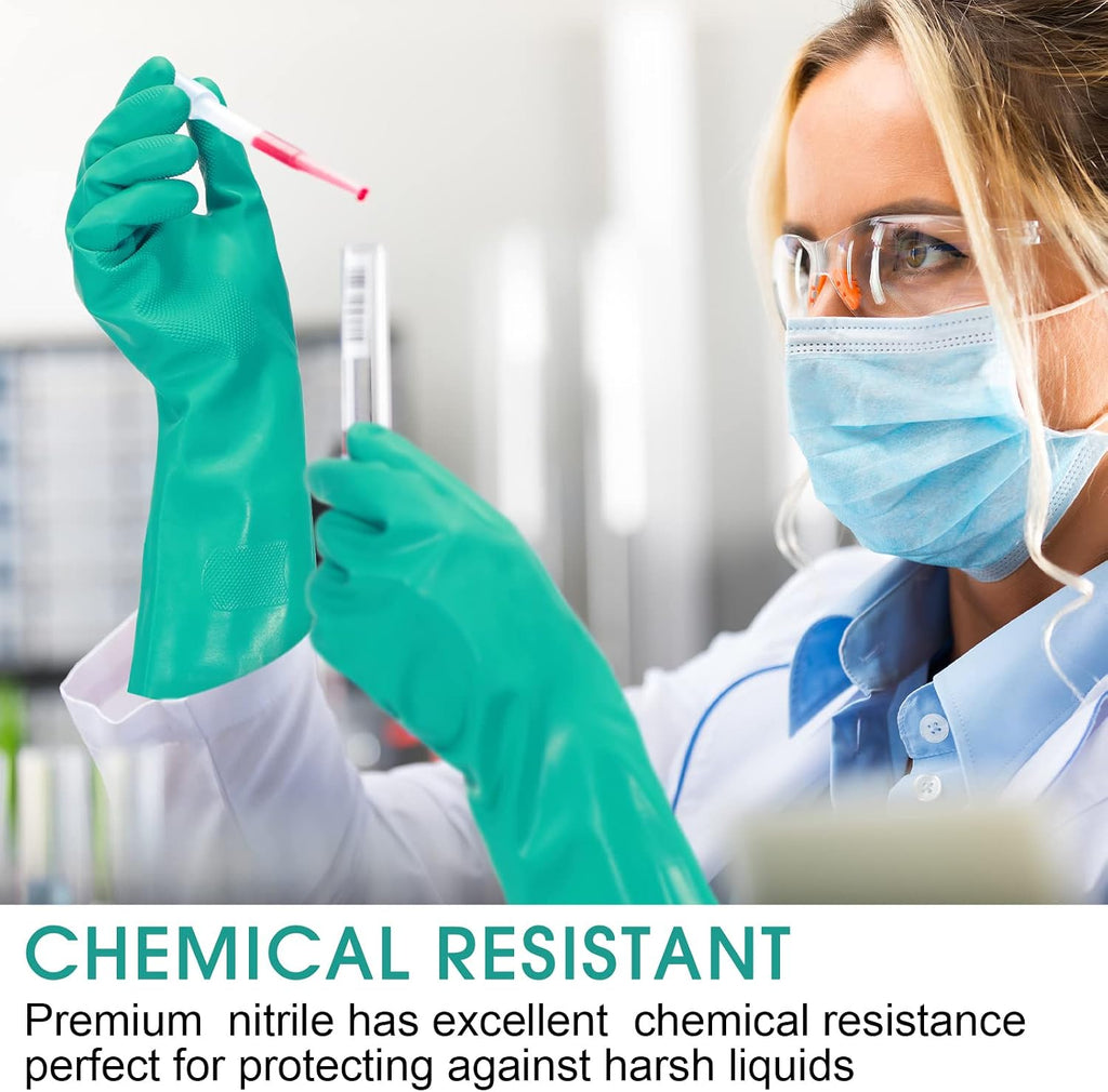 Potchen 10 Pairs Chemical Resistant Gloves 15 Mil Nitrile Gloves,X-Large