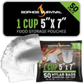 50 Mylar Bags for Food Storage, Airtight 7-Mil Thick Gusseted Zip Lock, Long Term, Reusable, Emergency Food Supply & Freeze Dryer Bags - 1 Cup 5x7 Inch
