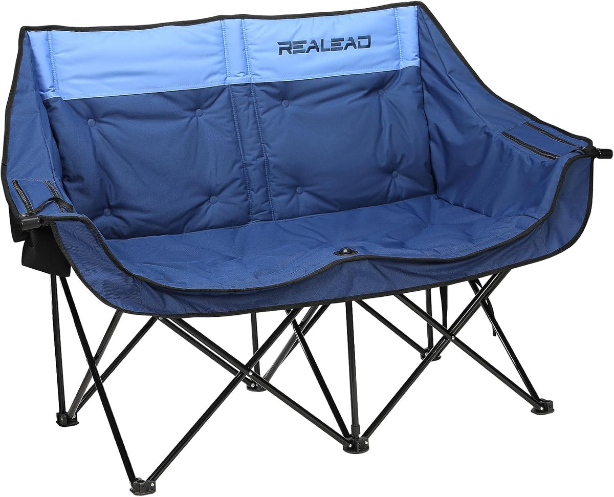 REALEAD Double Camping Chair Heavy Duty Camping Couch Support 650 lbs