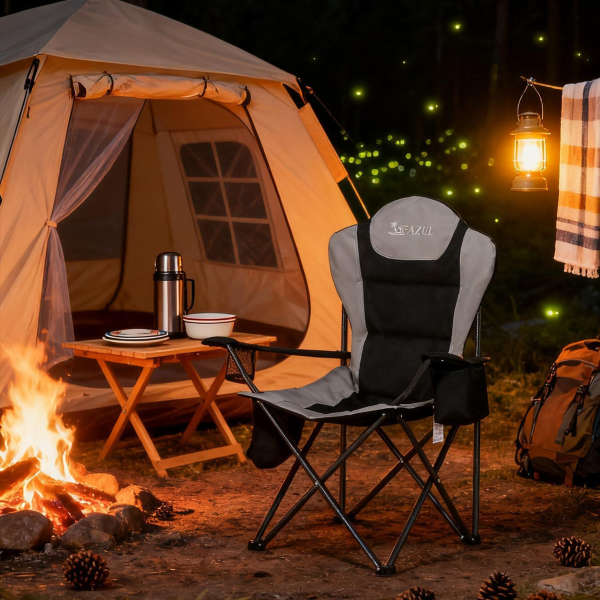 Camping Chairs for Adults, Folding Chairs for Outside, Support 380lbs