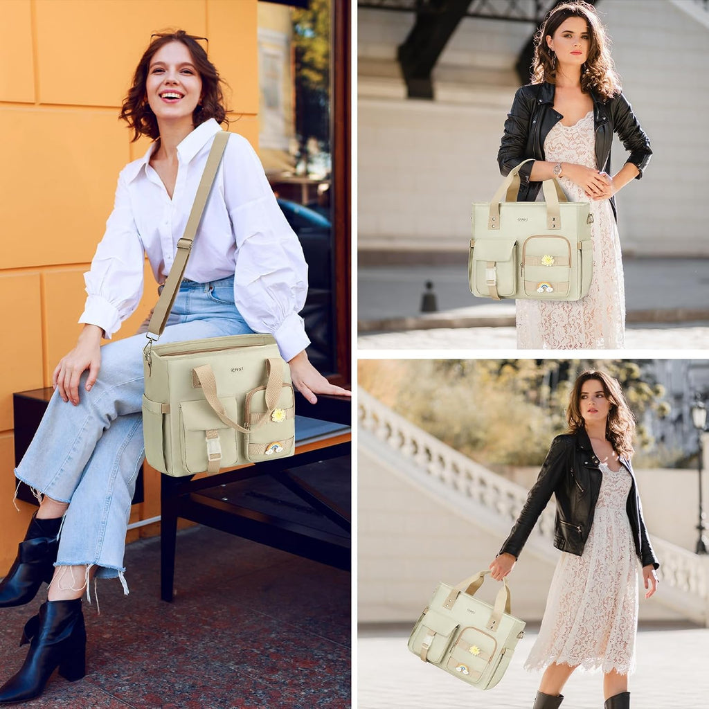 Insulated Lunch Box Tote for Girls Women - Large Leakproof Cooler Bag with Shoulder Strap & Multiple Pockets,Reusable Lunch Bag for Work,School,Picnic,Beach,Camping,Green