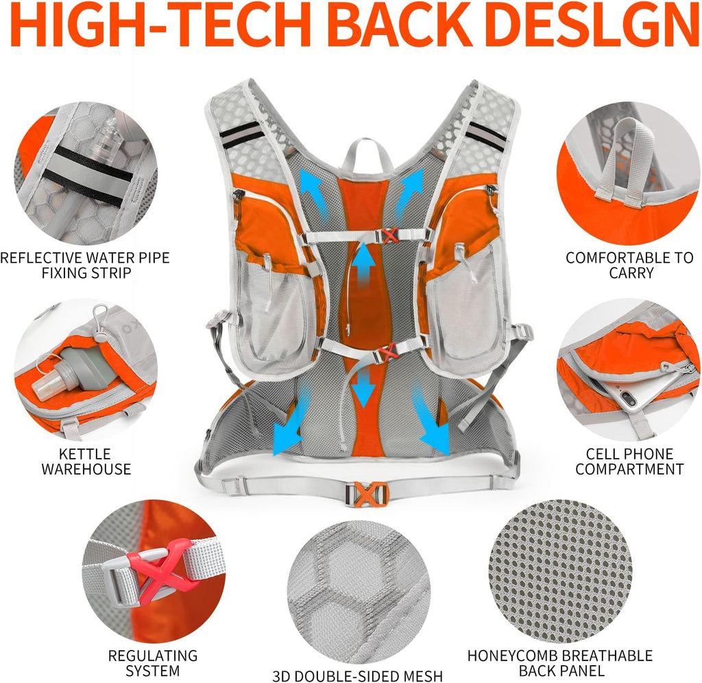 IX INOXTO Hydration Pack Backpack, Lightweight Water Backpack with 2L Hydration Bladder Daypack for Men Women,Running Hydration Vest for Trail Running Hiking Cycling Race Climbing