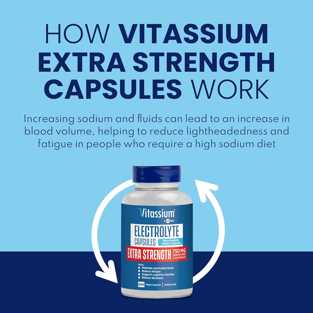 Vitassium Salt Pills Plus Strength For POTS Scientifically Formulated 200ct