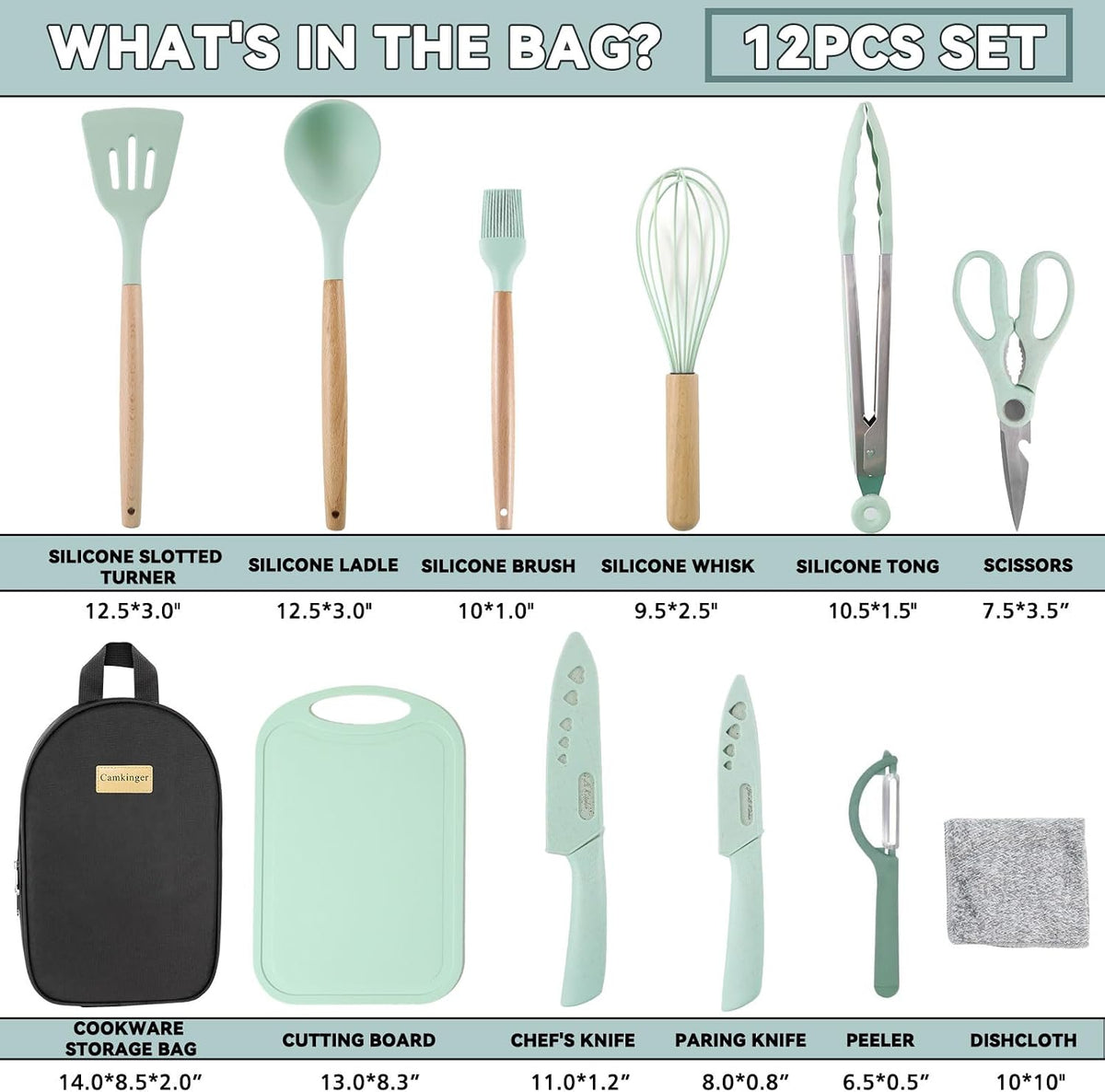 Camping Cooking Utensils Set, Silicone Cookware for Travel BBQ