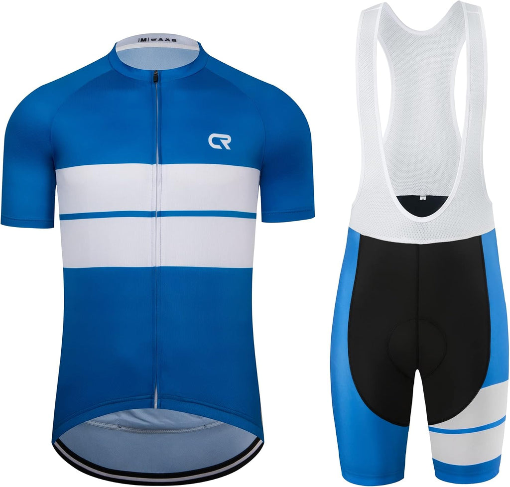 Coconut Ropamo CR Men's Cycling Jersey Set Road Bike Jersey Zipper Pocket Short Sleeves Cycling Kits Bib Shorts 3D Padded