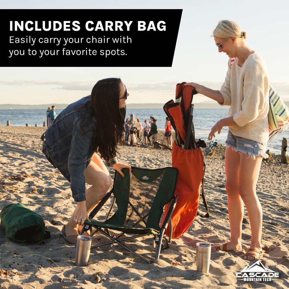 Cascade Mountain Tech Folding Camp Chair for Camping, Beach, Picnic, Barbqeues, Sporting Events with Carry Bag