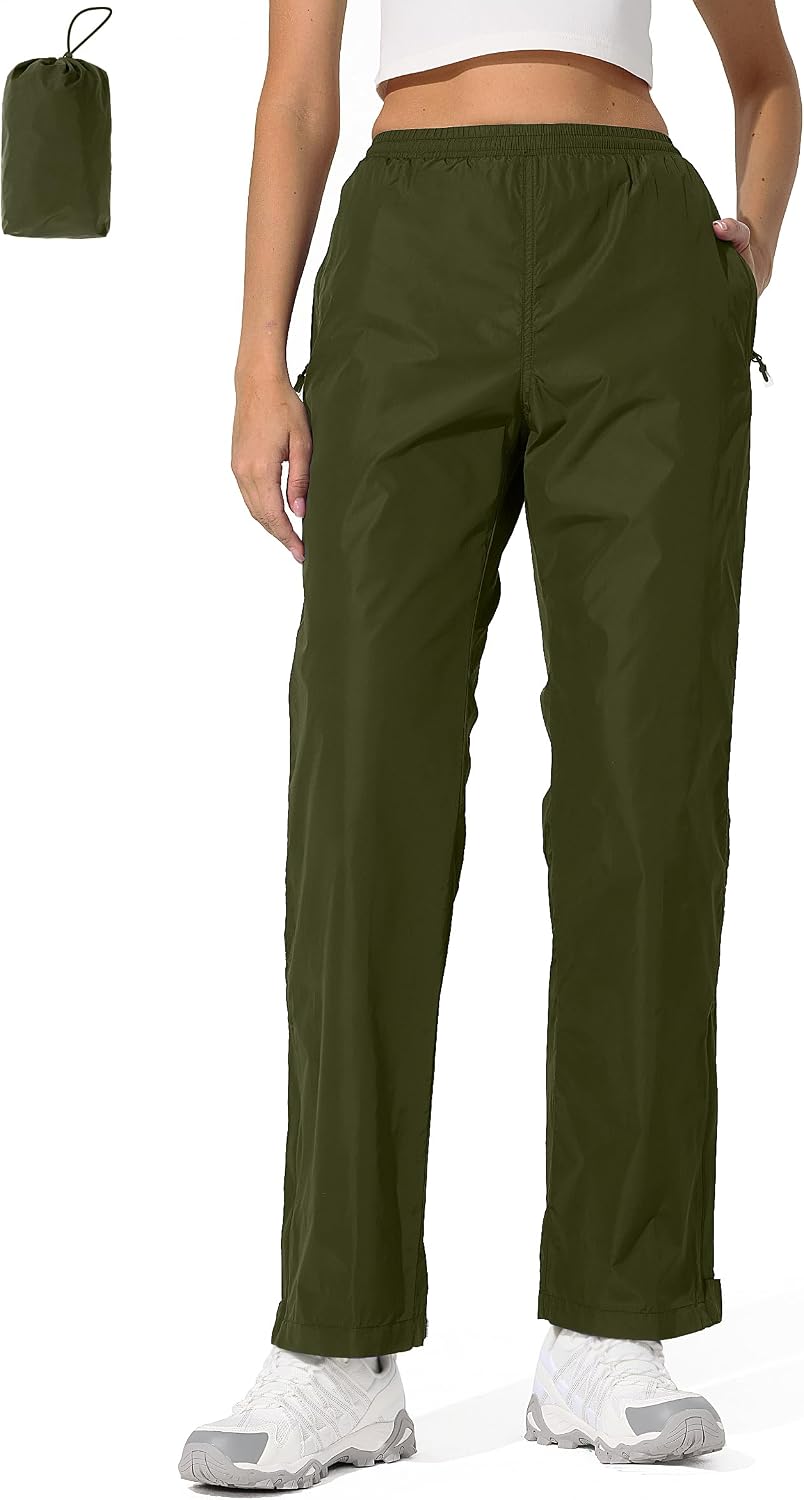UIQUR Womens Rain Pants Waterproof Lightweight Packable Pants