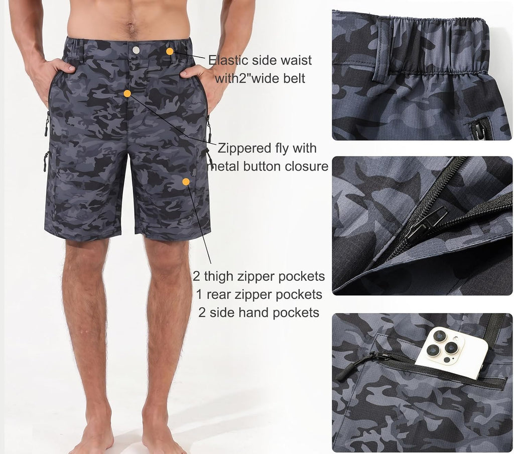 Suwangi Mens Hiking Cargo Shorts Casual Travel Tactical Short for Men