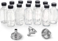 AOZITA 12 Pack, 2 oz Small Clear Glass Bottles w/Lid & 3 Funnels - 60ml Boston Shot Bottles for Health, Immunity, Potion, Wellness, Sample, Ginger, Juice - Mini Personal Care & Beauty Travel Bottle