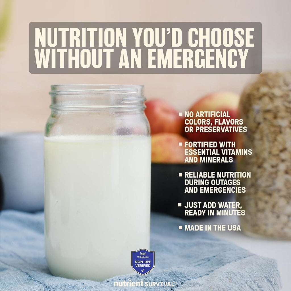 Nutrient Survival Vitamin Powdered Milk, Freeze Dried Prepper Supplies & Emergency Food Supply, 21 Essential Nutrients, Soy & Gluten Free, Shelf Stable Up to 25 Years, One Can, 50 Servings