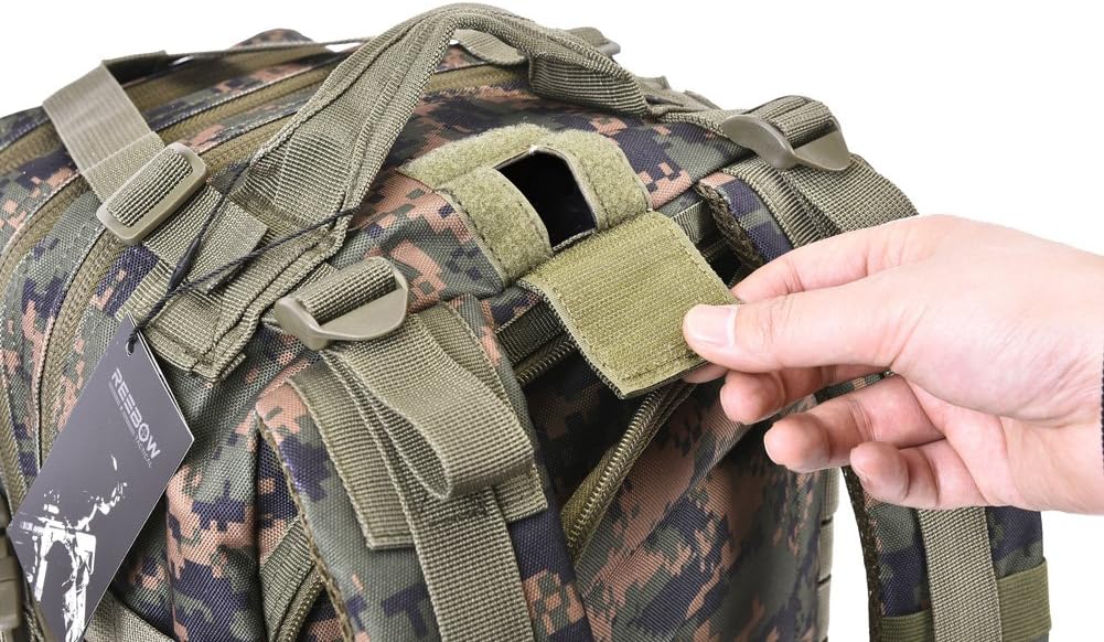 REEBOW GEAR 38L Tactical Backpack for Men 3 Day Military Bug Out Bag | Green Camouflage, Large Heavy Duty Backpacks, MOLLE Straps, Survival Sports Rucksack, for Sports Outdoor Trekking Hiking