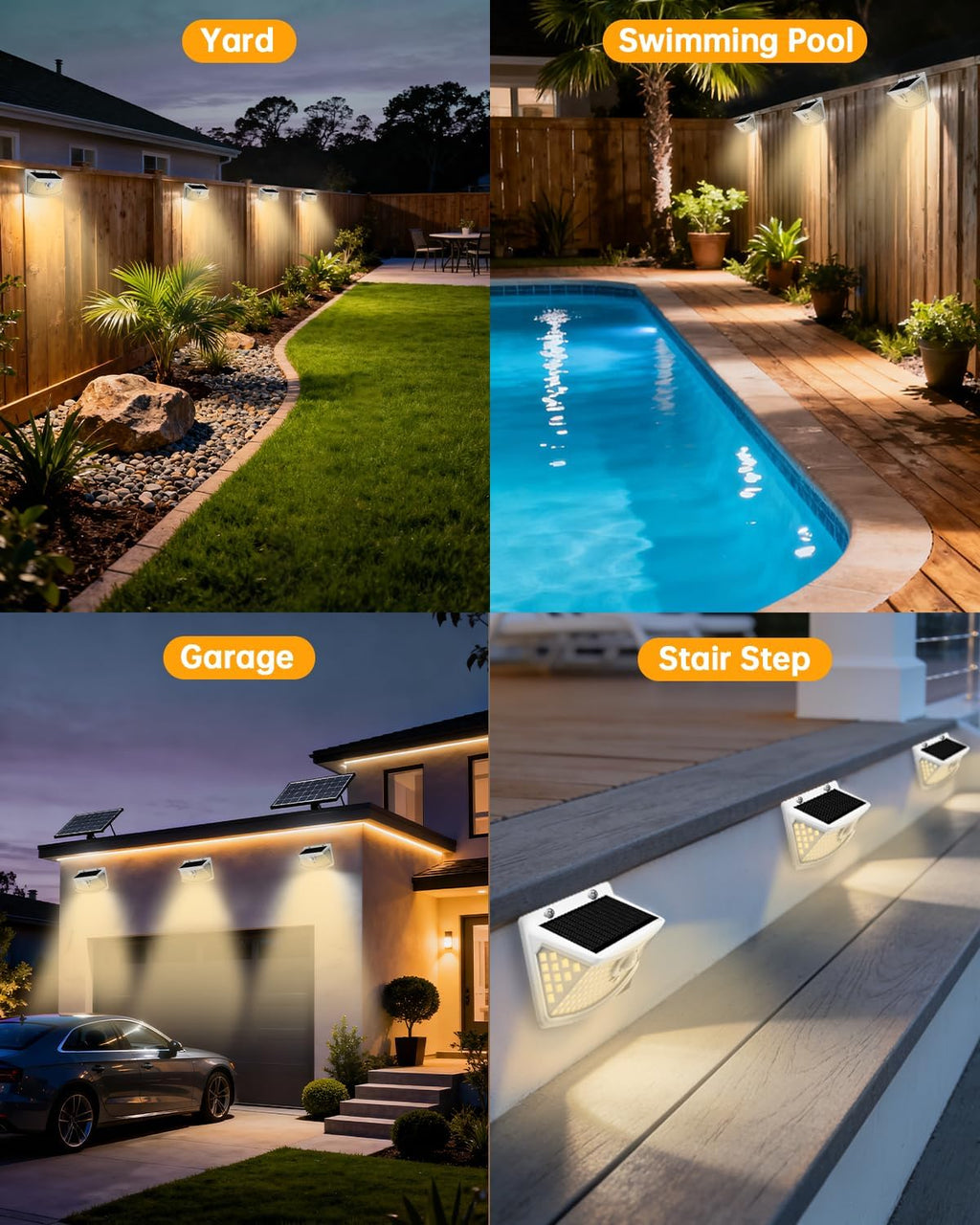 Aootek Solar Motion Sensor Lights Outdoor 120 LEDs, White, 6 Pack