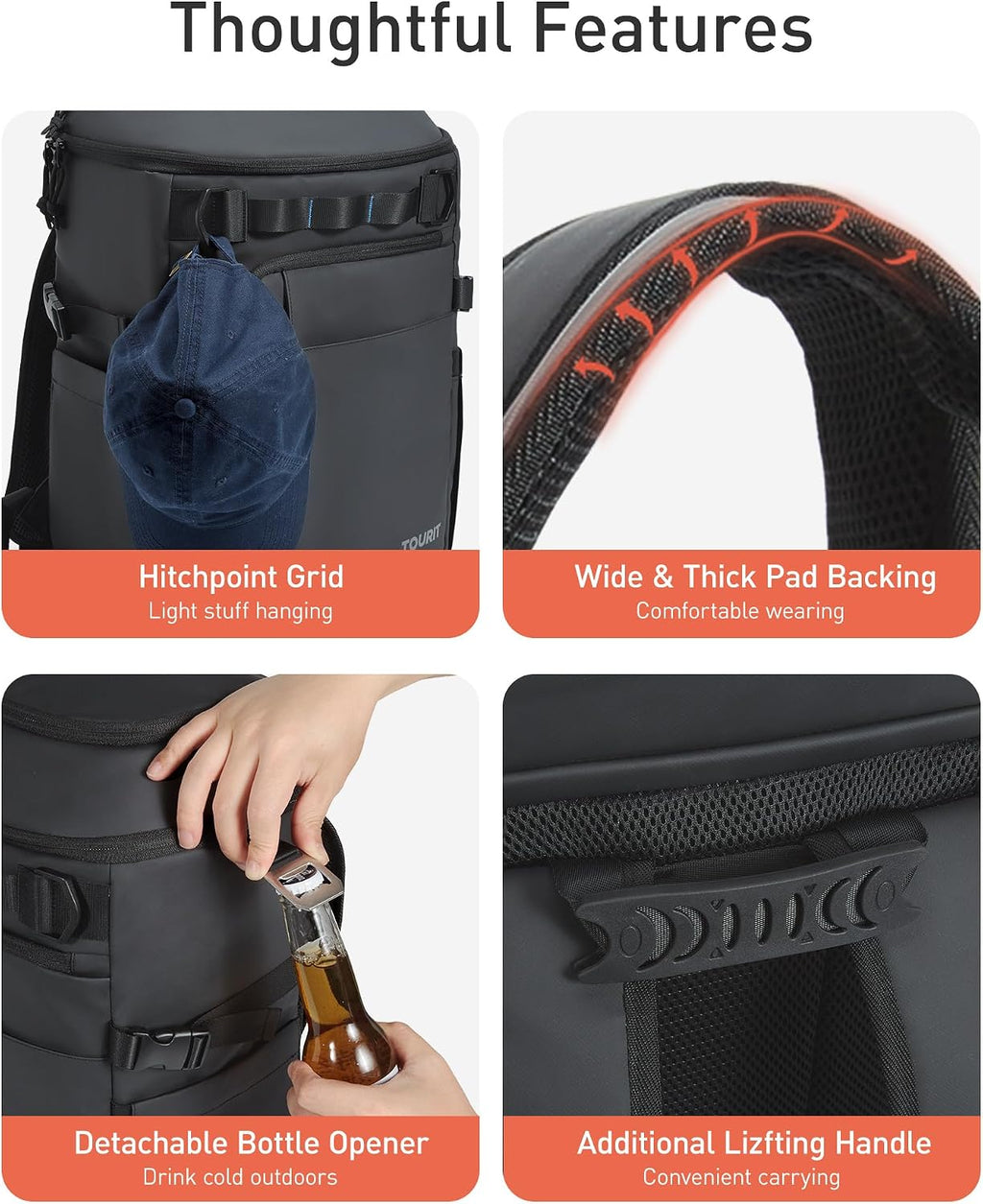 TOURIT 38 Cans Backpack Cooler with 2 Insulated Compartments
