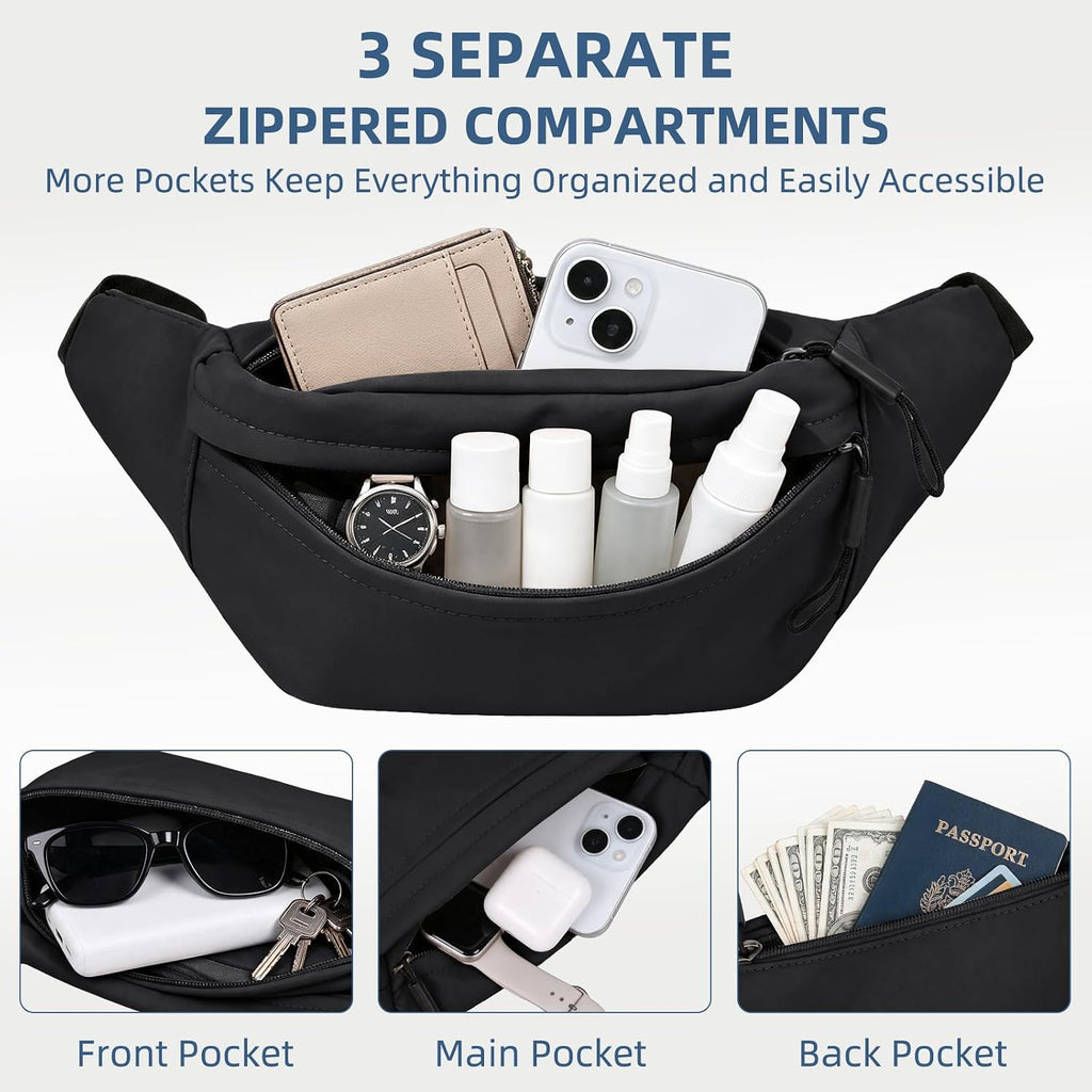 ZOORON Fanny Packs for Women Men Crossbody Waist Pack Bag Running Belt
