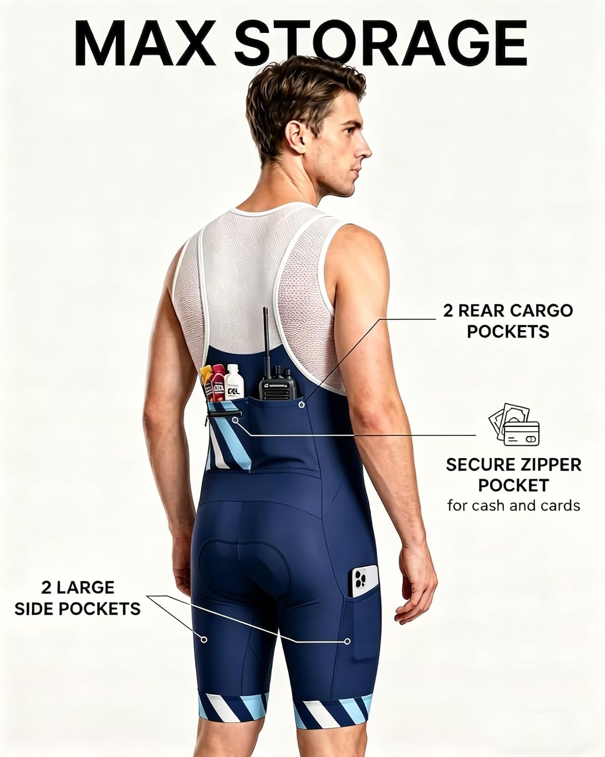 CEROTIPOLAR Men's Cycling Bib Shorts with 4D MaxCool Pad, Ergonomic Cut