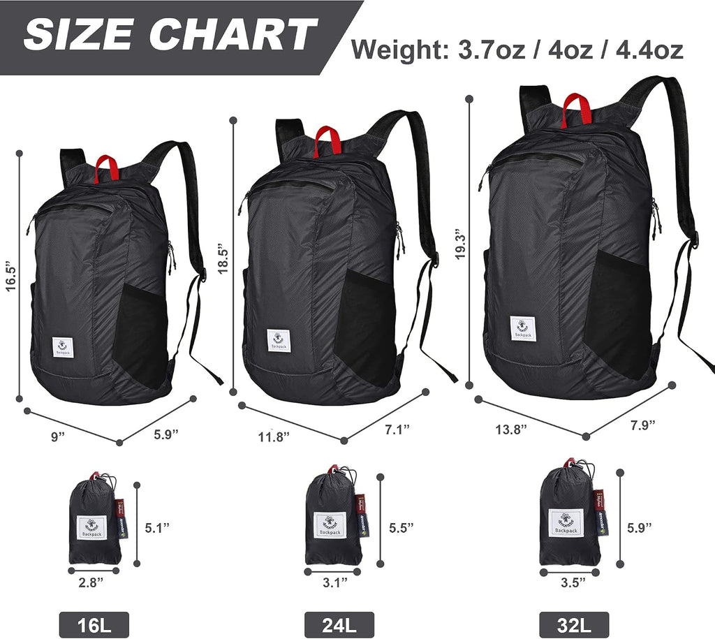 4Monster Hiking Daypack,Water Resistant Lightweight Packable Backpack for Travel Camping Outdoor