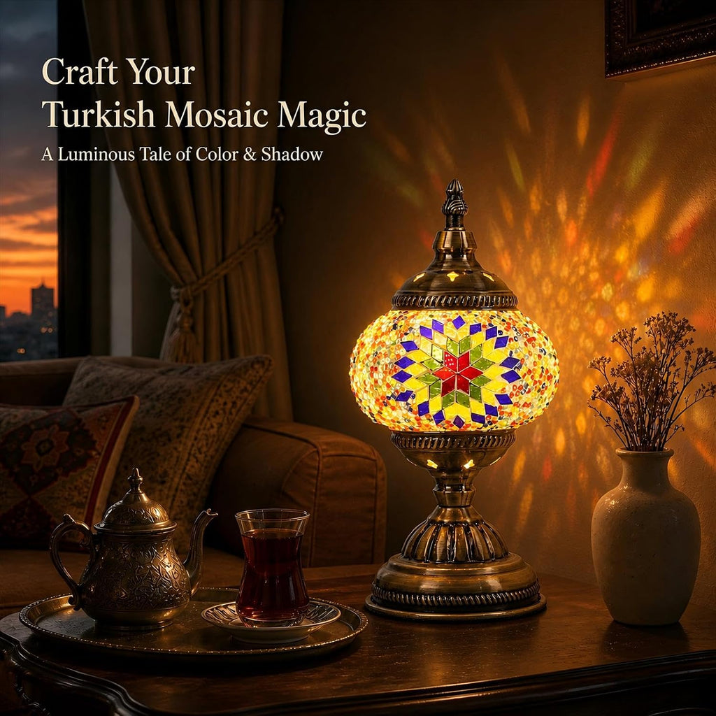 DIY Turkish Mosaic Lamp Kit for Adults & Teens, 5.2" Shade, Colorful