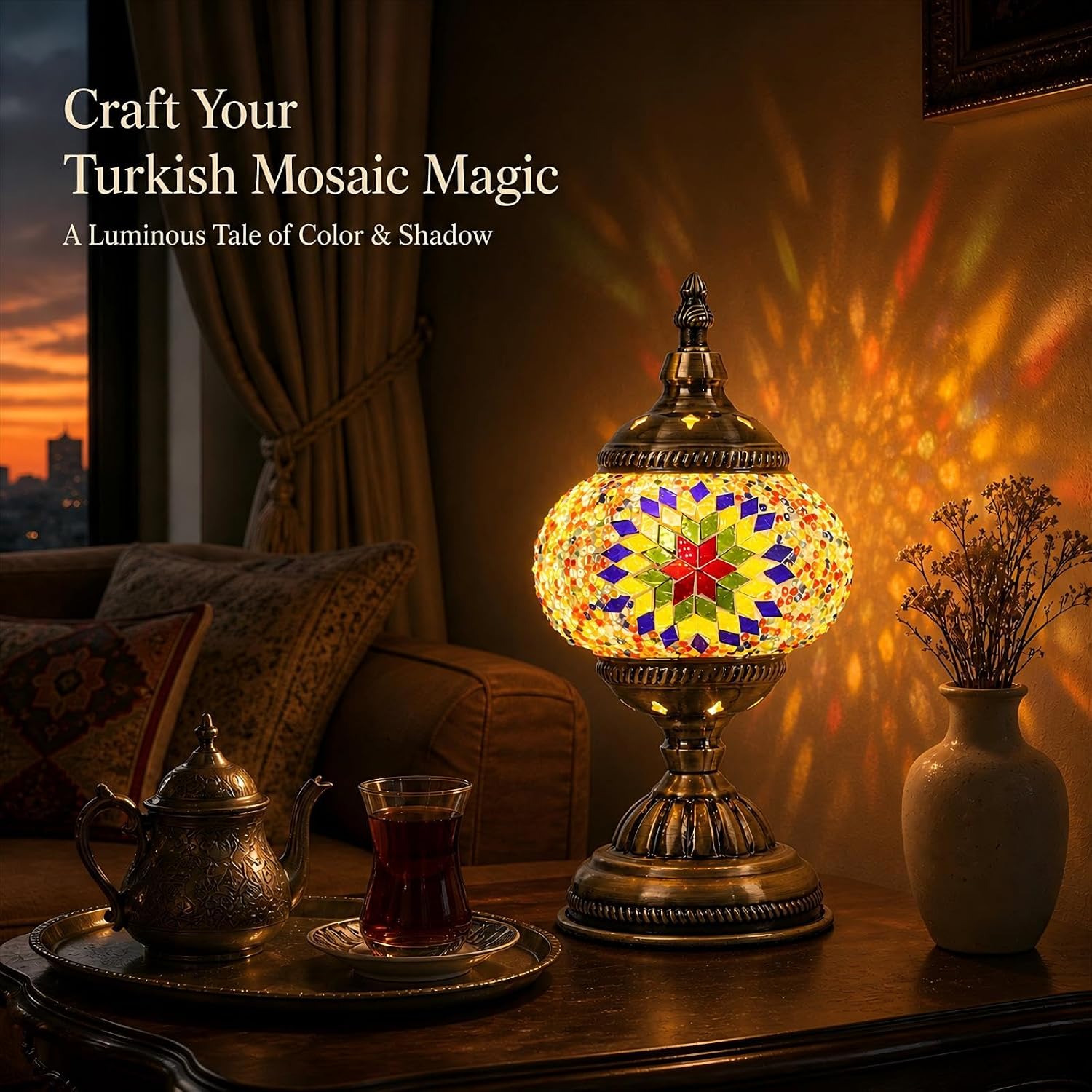 DIY Turkish Mosaic Lamp Kit for Adults & Teens, 5.2" Shade, Colorful