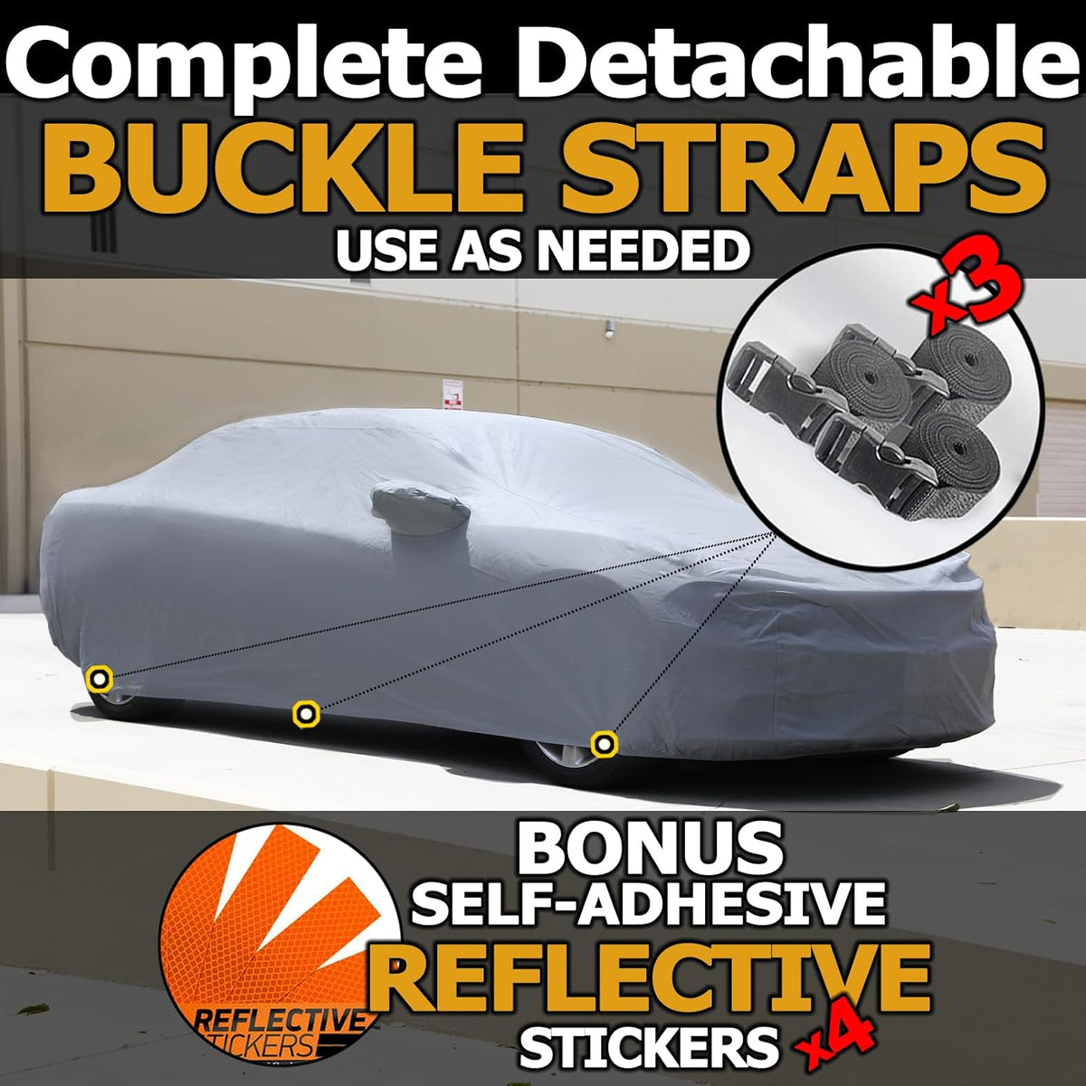 All Weather Waterproof car Cover Good for rain Snow uv Protection dust Compact Sedan Civic Elantra IS300 C320 190E Corolla Jetta A3 240SX Lancer Gray