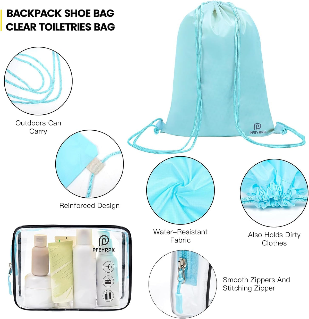 PFEYRPK Lightweight Compression Packing Cubes for Suitcases, Compressible Expandable Travel Packing Organizer with Clear Toiletries and Backpack Bag, Travel Essentials for Carry on Luggage 7 Set