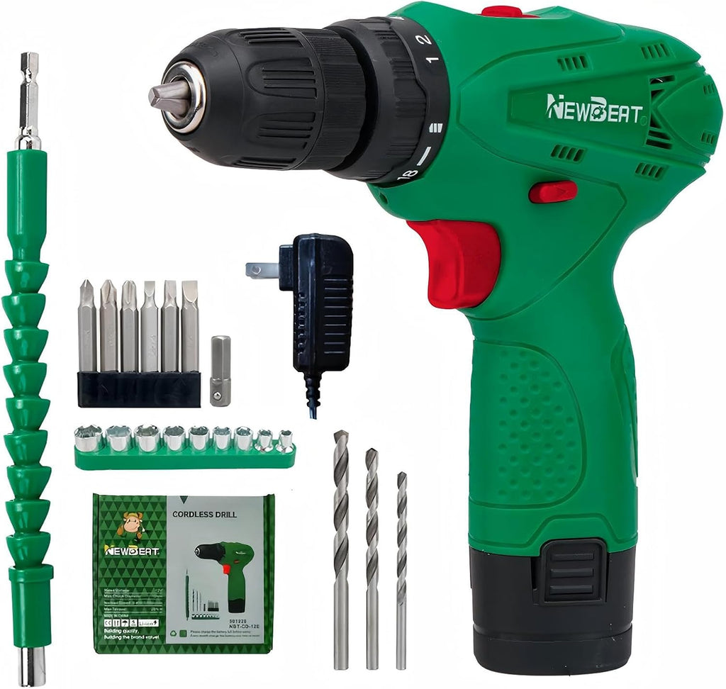 Cordless Drill Set, 12V Power Drill with Battery and Charger