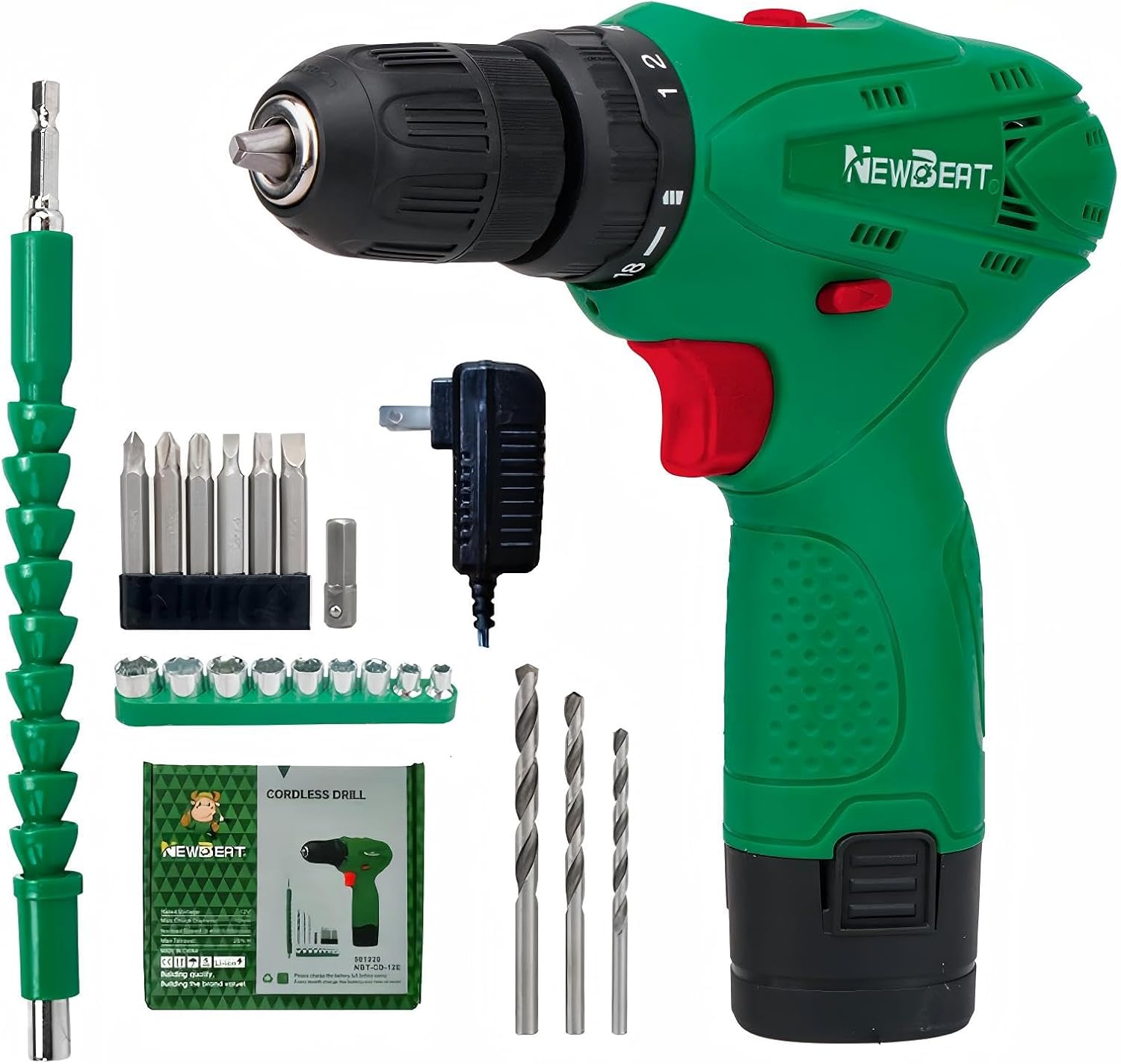 Cordless Drill Set, 12V Power Drill with Battery and Charger