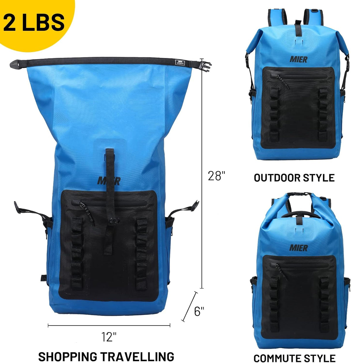 MIER Roll Top Waterproof Backpack Floating Dry Bag for Men Women