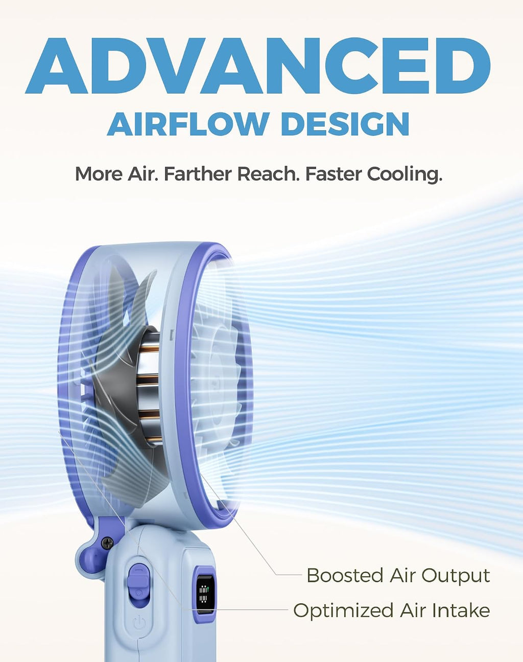 Diveblues Portable Turbo Fan, 100 Speed Handheld Fan with Strong Airflow, Foldable 4 in 1 Personal Fan for Neck, Desk & Travel, USB-C Rechargeable, Lightweight for Summer, Concerts & Outdoor Use