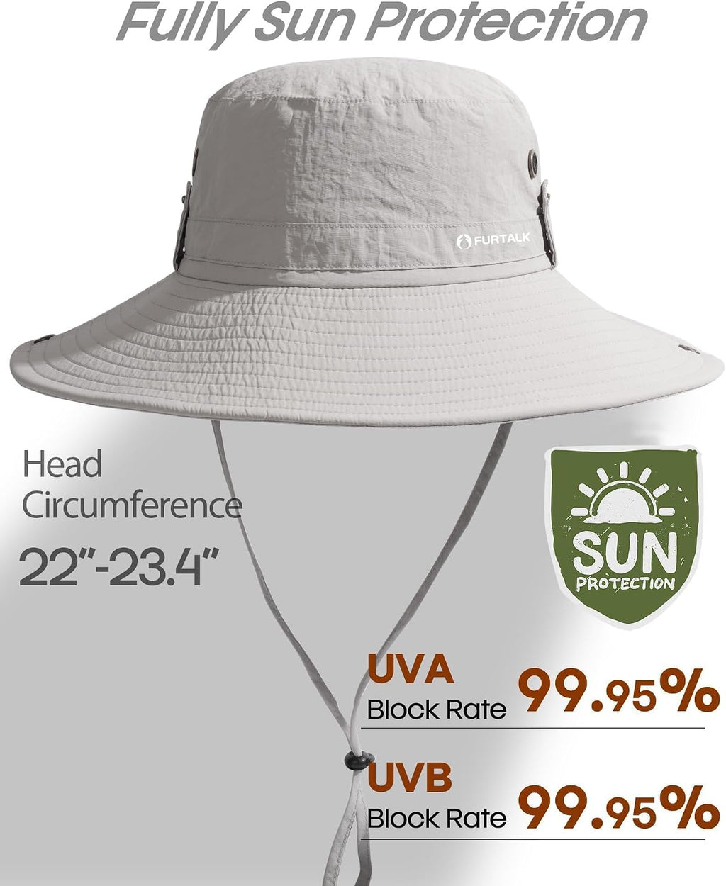 FURTALK Sun Hats for Men Fishing Hat UPF Protection Wide Brim Bucket Hat