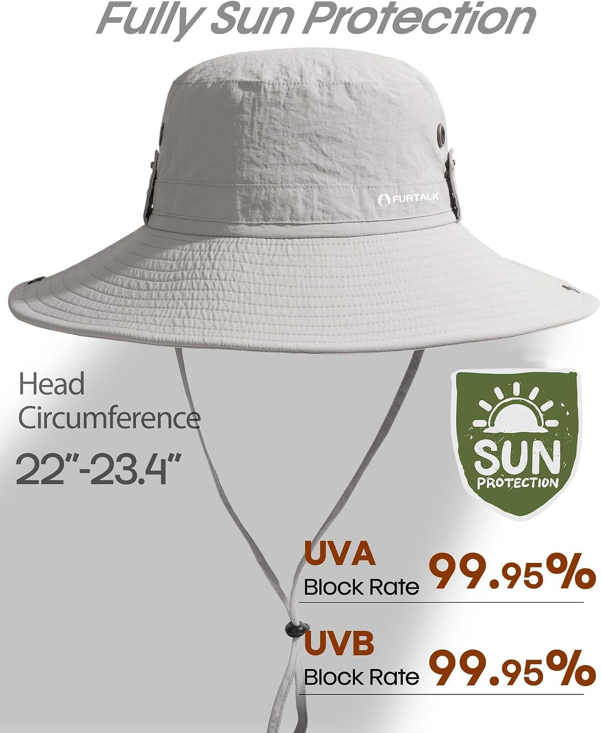 FURTALK Sun Hats for Men Fishing Hat UPF Protection Wide Brim Bucket Hat