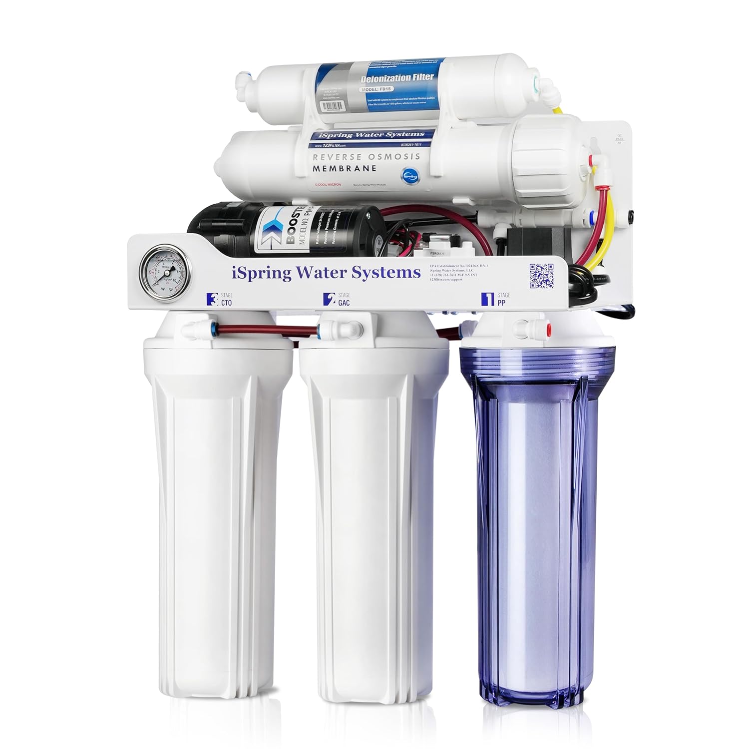iSpring RCC1DP Tankless RO/DI System – 5-Stage, 150 GPD with Pump