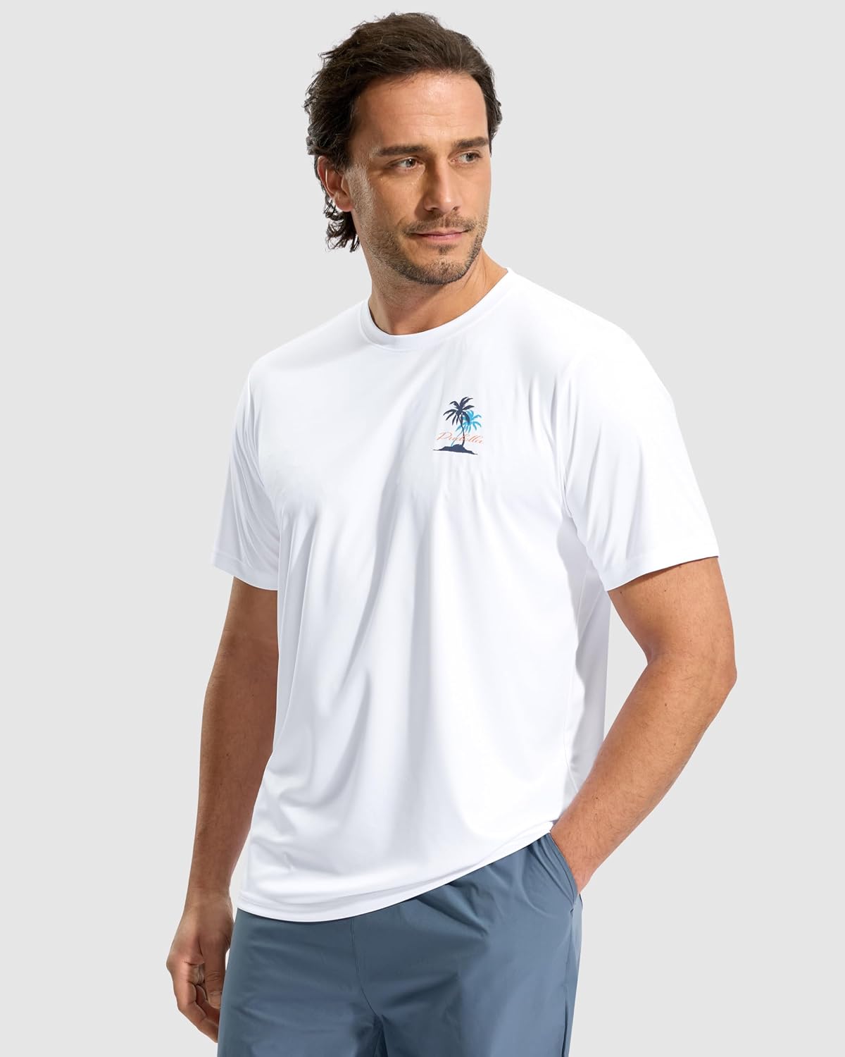 Pudolla Men's Fishing Swim Graphic Shirts Short Sleeve Sun Protection UV UPF 50+ SPF Tee Quick Dry Lightweight Water Tops