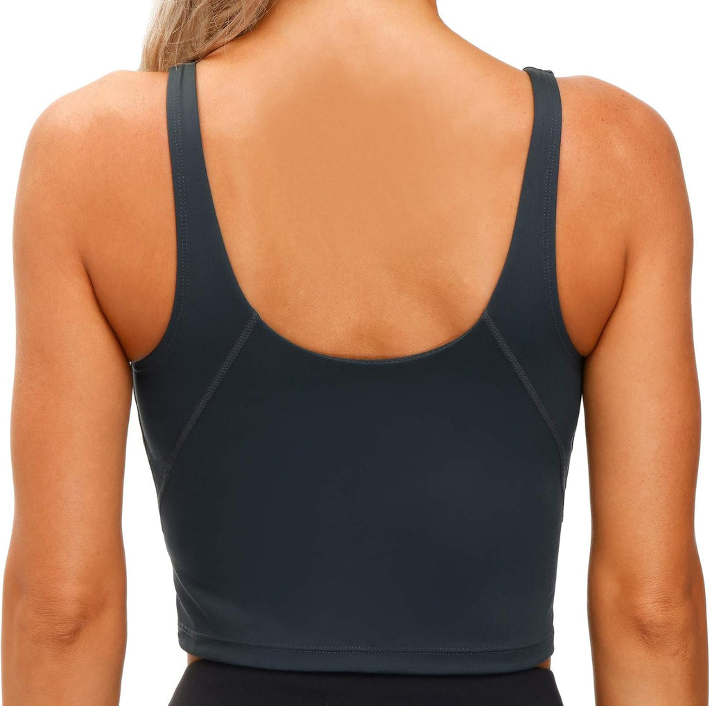 THE GYM PEOPLE Women’s Longline Sports Bra Wirefree Padded Medium Support Yoga Bras Gym Running Workout Tank Tops