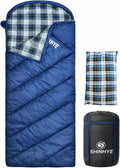 ShinHye 0 Degree Sleeping Bag for Adults - Cotton Flannel 4 Season Cold Weather Winter, XXL Big and Tall Camping Sleeping Bag with Compression Sack