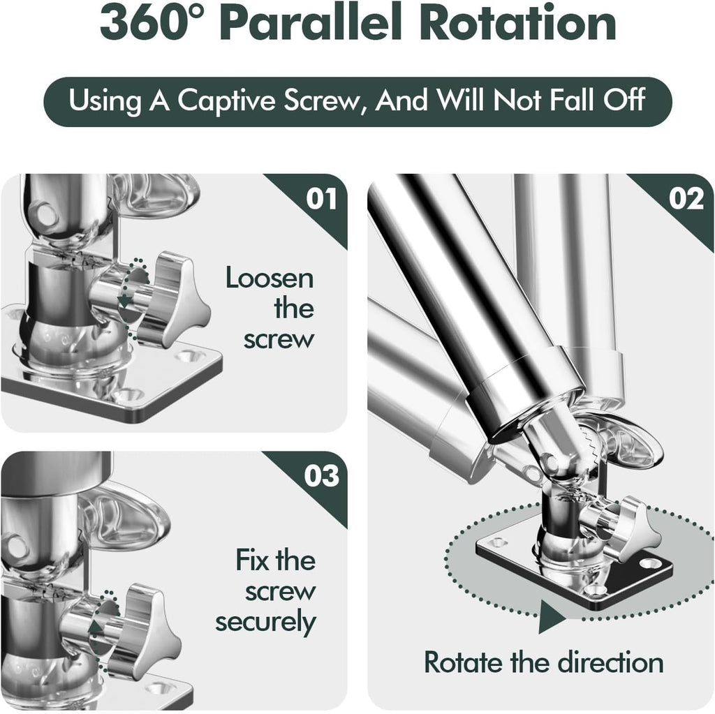 Rod Holders for Fishing Boat，2 Pack 316 Stainless Steel 360 Degree Adjustable Deck Flush Mount Fishing Rod Pole Holder for Marine Boat Yacht