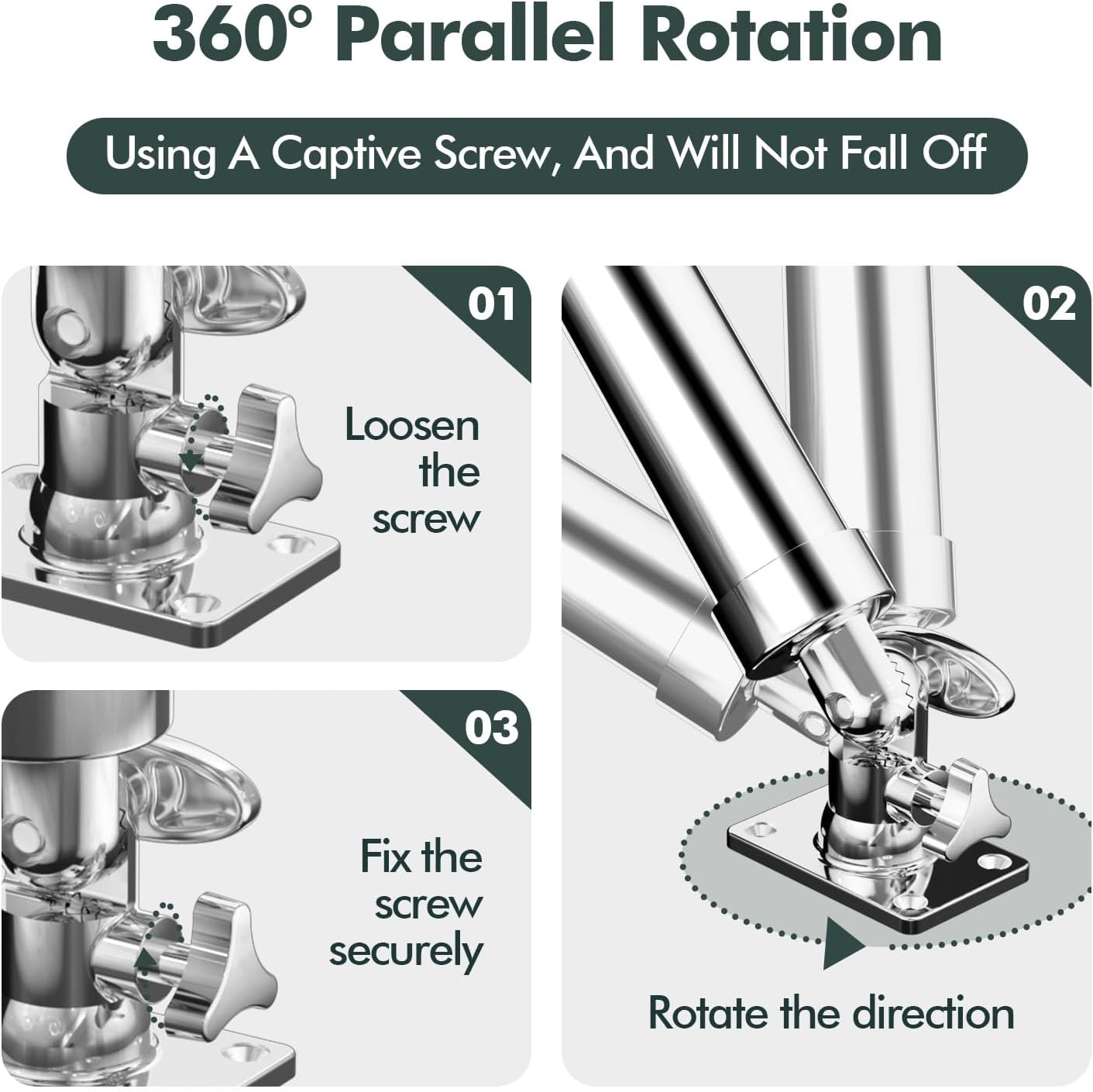 Rod Holders for Fishing Boat，2 Pack 316 Stainless Steel 360 Degree Adjustable Deck Flush Mount Fishing Rod Pole Holder for Marine Boat Yacht
