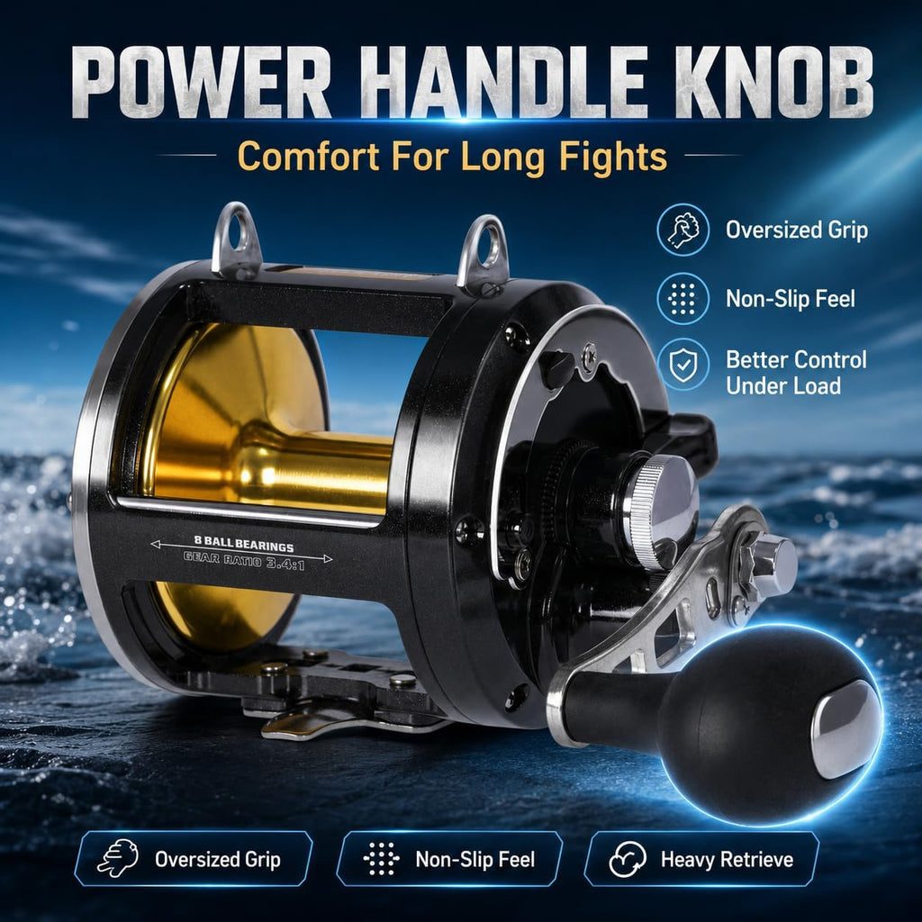 Sea Fishing Reel 44-66 LB Max Drag Saltwater Round Conventional Trolling Reel Aluminum CNC 2.8:1/4.4:1 Gear Ratio 5+1/7+1 Bearings for Tuna Salmon Marlin