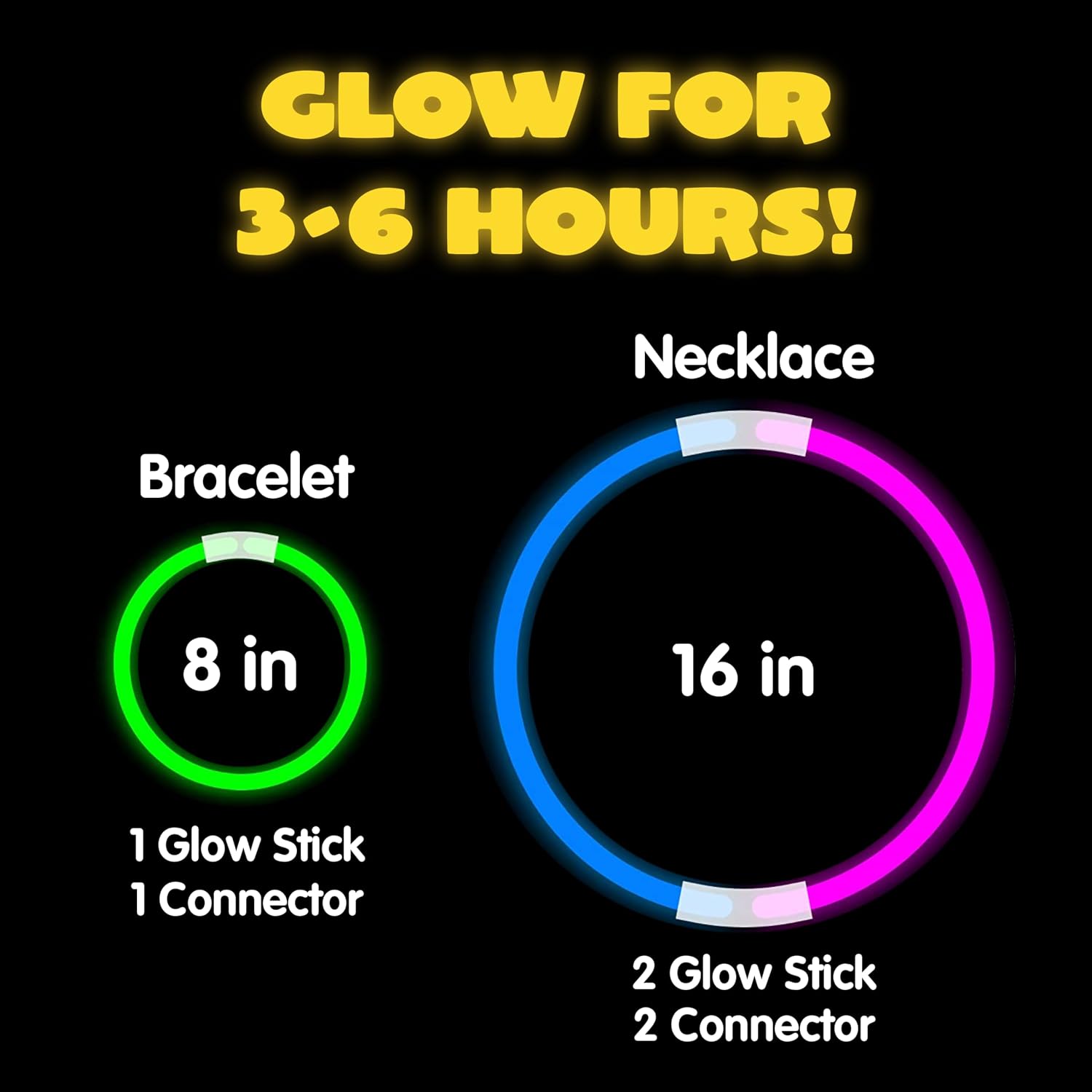 JOYIN 300 Pcs 8" Glow sticks Bulk Party Favors Pack, Neon Glow in the Dark Party Supplies, Light Up Necklaces and Bracelets with Connectors, Football, Birthday Decorations