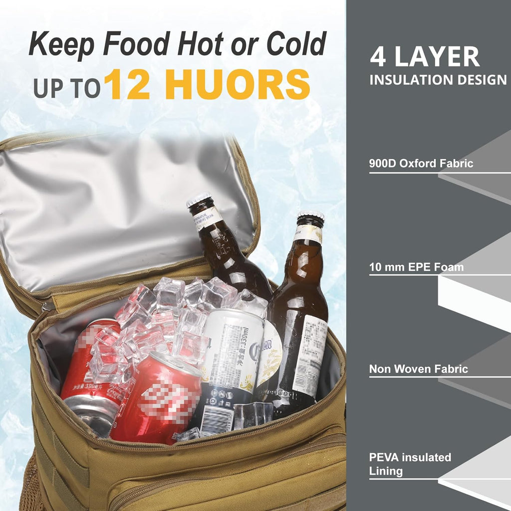 Tactical Backpack Cooler for Men,25L Insulated Lunch Ice Chest for Work