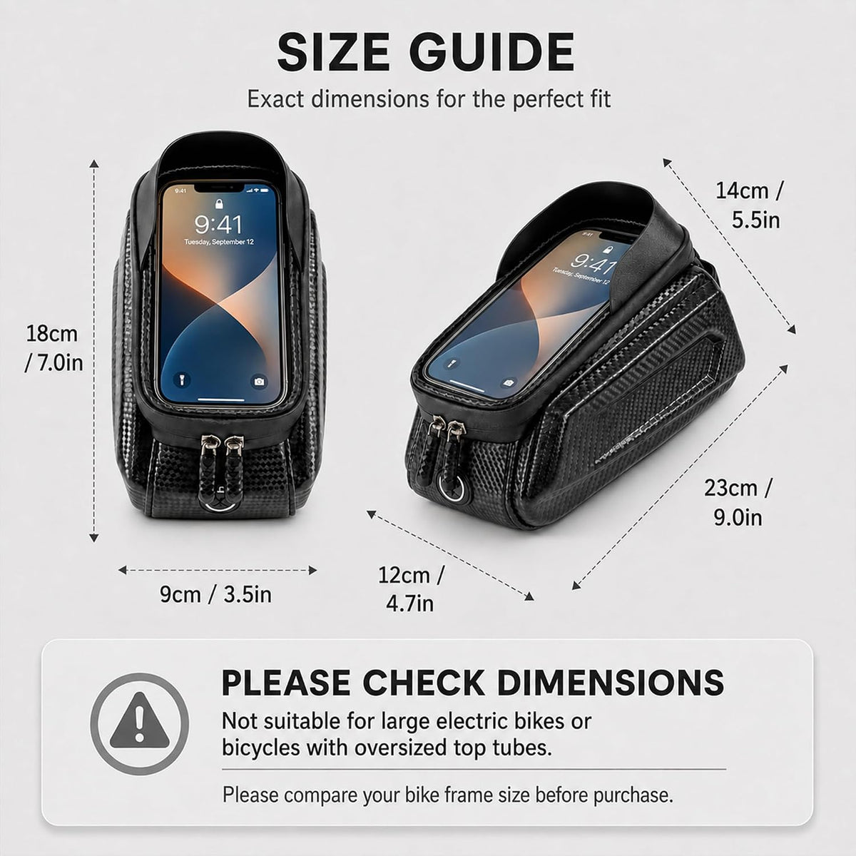 Susbie Bike Frame Bag,Waterproof EVA Hard Shell,Bike Phone Mount Holder Bag
