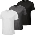 BOOJO 3 Pack Workout Mens Shirts - Quick Dry Causal Moisture Wicking Gym Athletic Short Sleeve T-Shirts for Running Sport