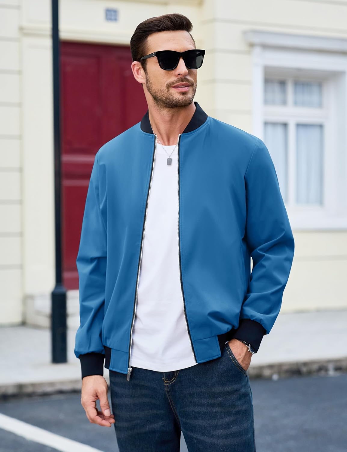 MAGCOMSEN Men's Bomber Jacket Lightweight Full Zip Windbreaker Jackets